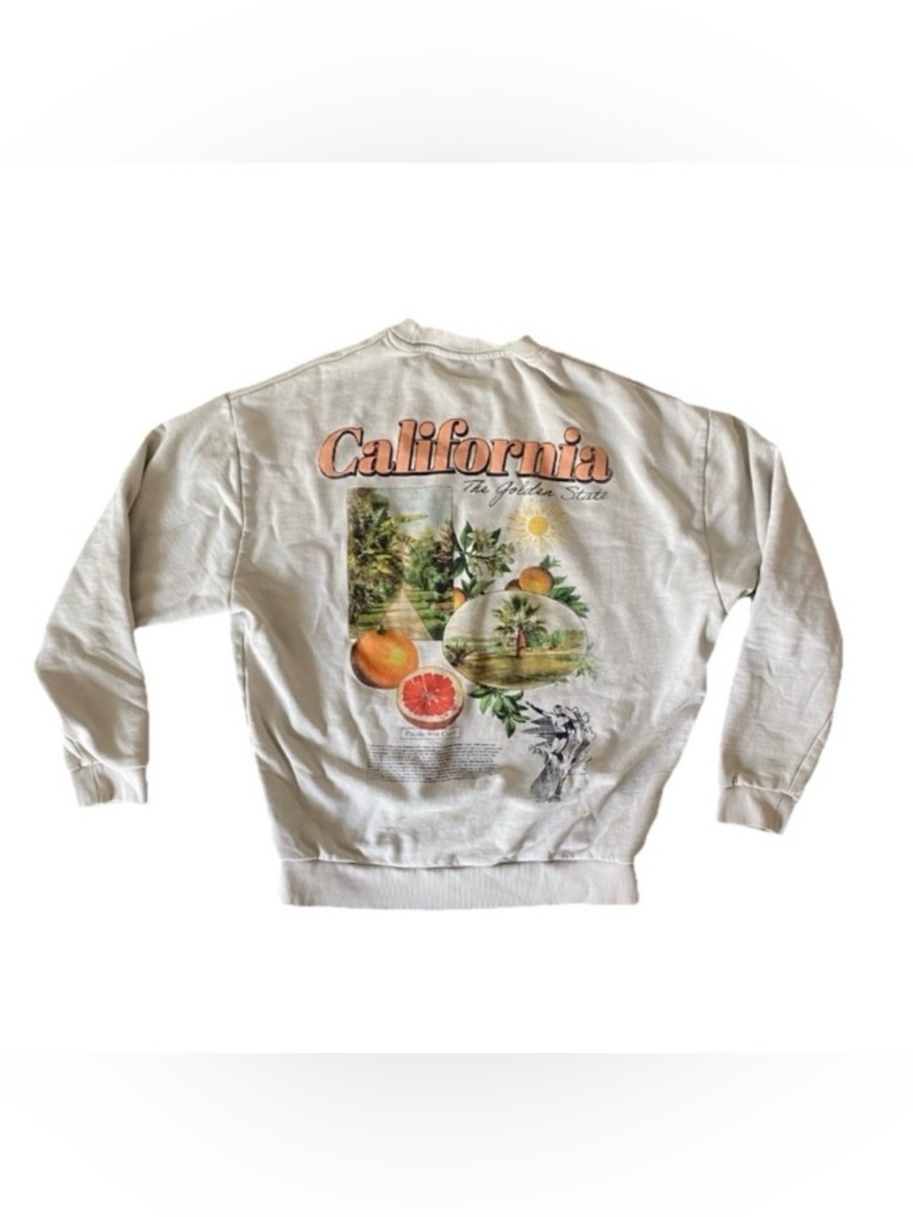ASOS DESIGN sweatshirt in beige with photographic California Print size xs